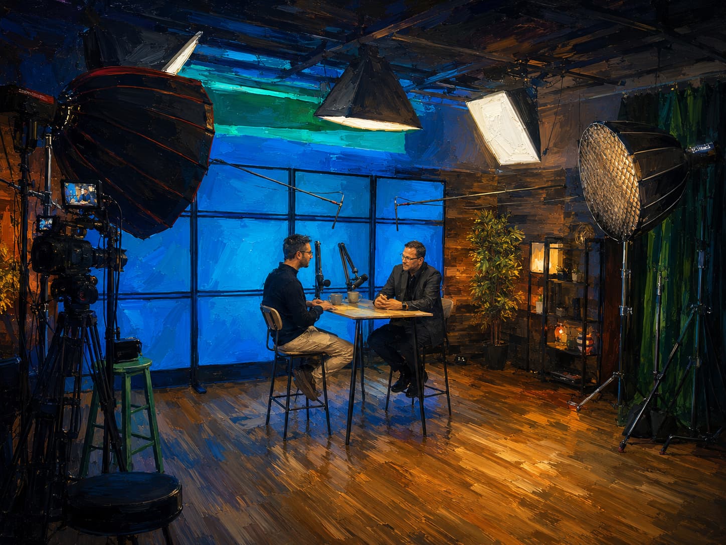 Alp in conversation with a guest in the Masters of Automation studio